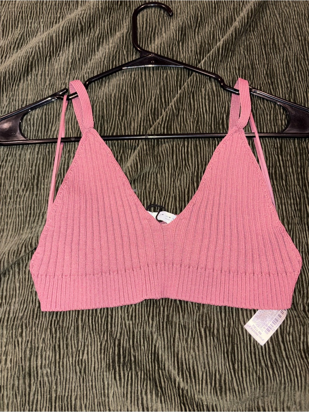 Zara Pink Ribbed Knit Crop Bralette
